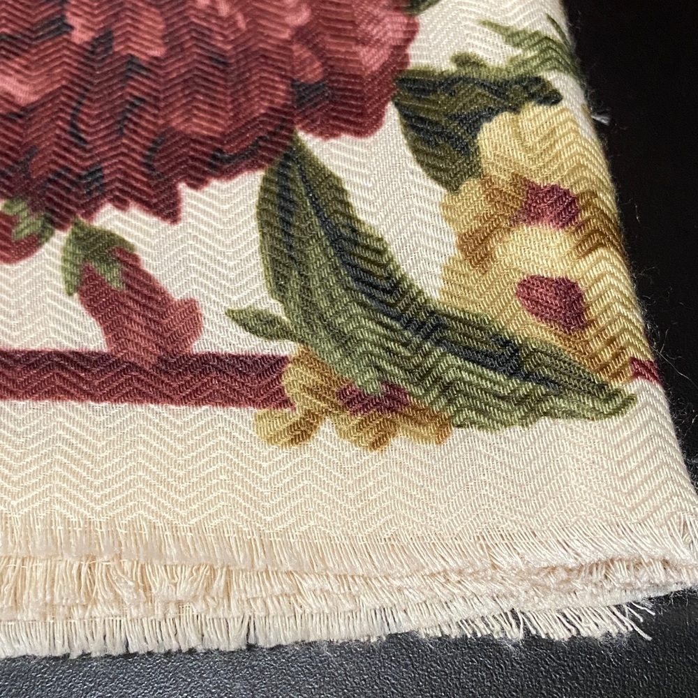 Bash’s Scarves Inc. vintage Floral Paisley Scarf in Burgundy green and Cream - Picture 15 of 16